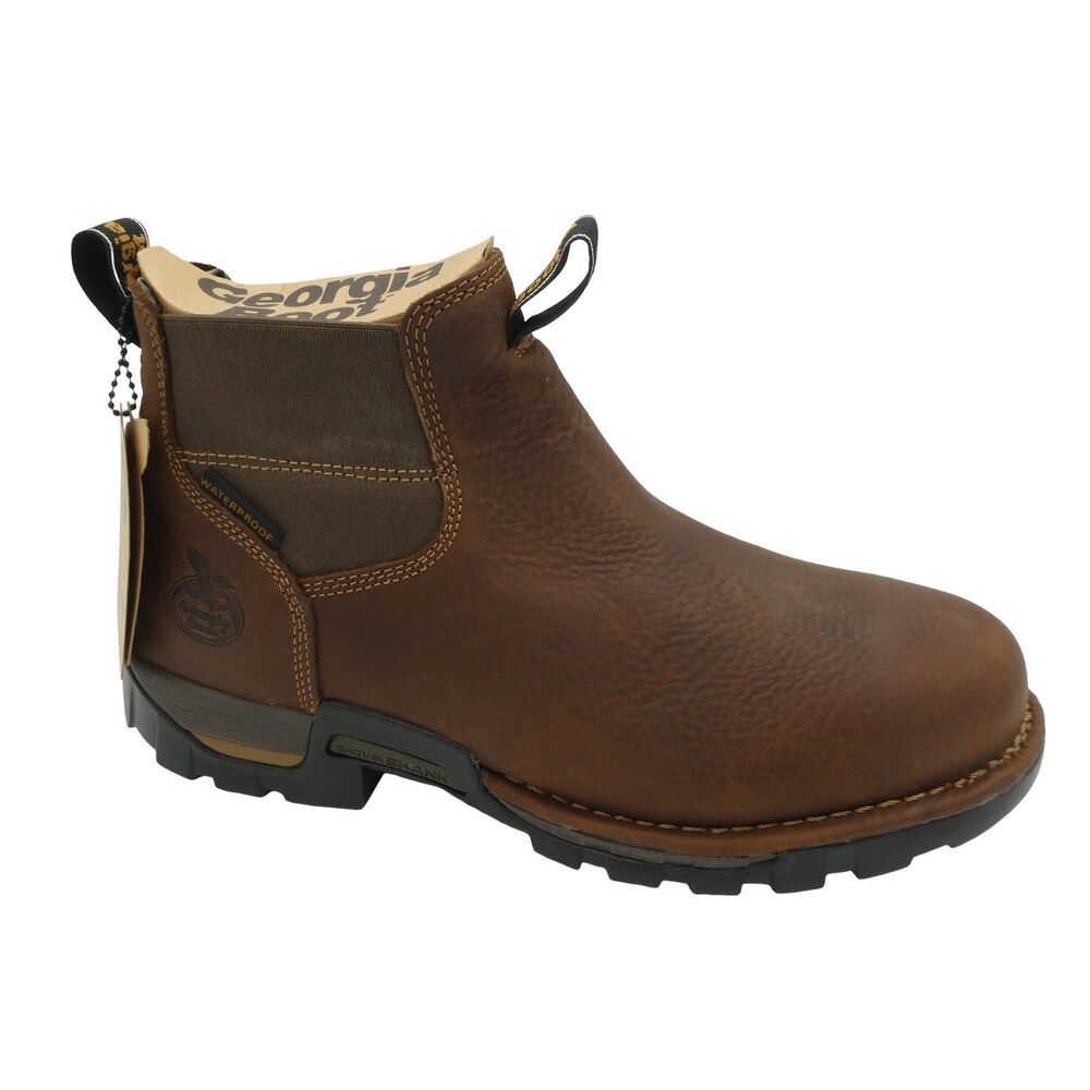 Georgia Boot Eagle One Men's US 10 W Waterproof Chelsea Work Boot Brown GB00315